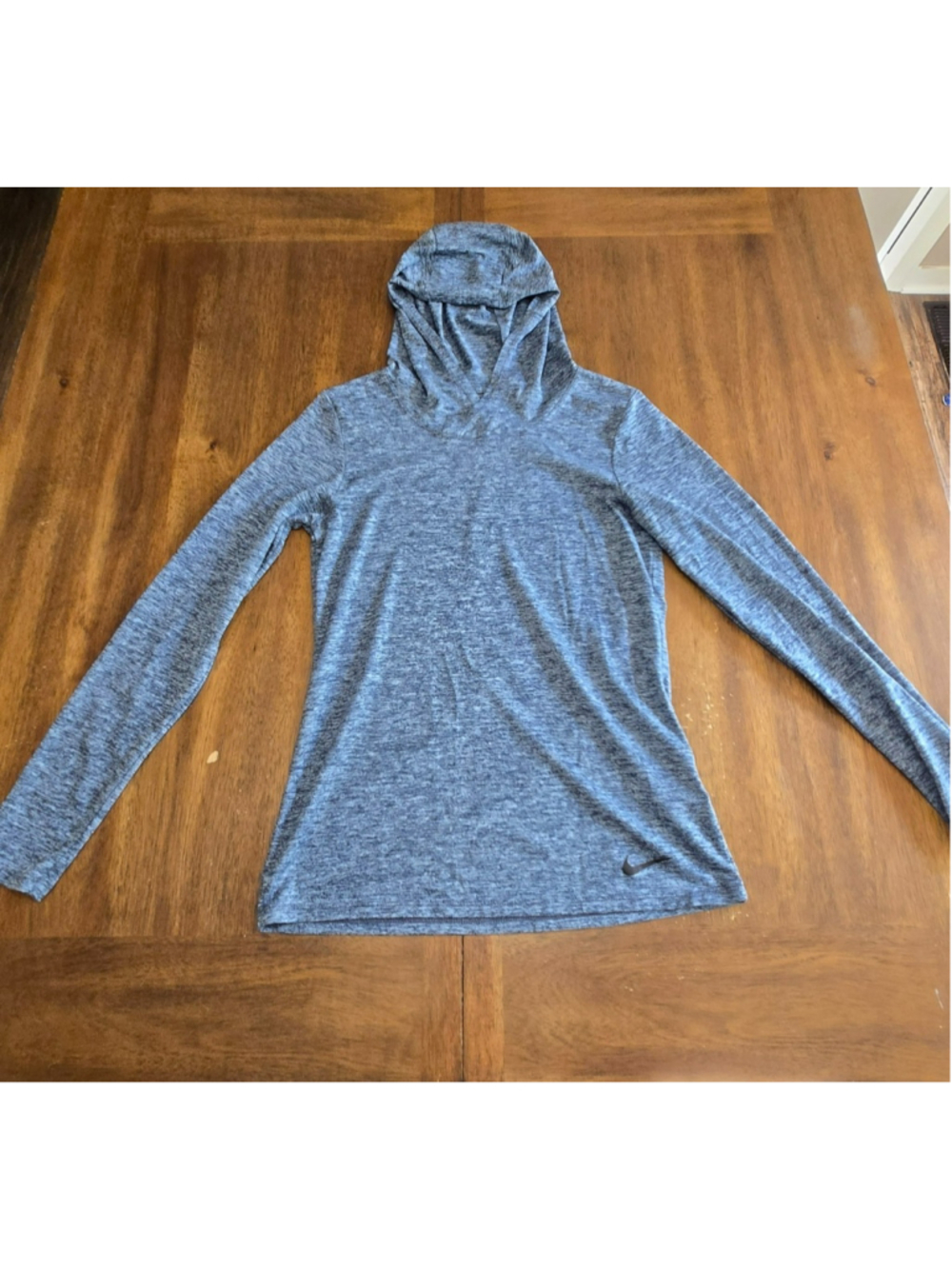 Nike Dri-FIT Womens XS Hooded Long Sleeve Athletic Running Pullover Gray Blue